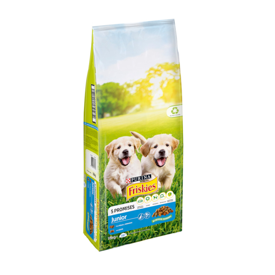 Purina Friskies – Pienso para perros cachorros Friskies Vitafit junior pollo, leche y verduras 3 kg.