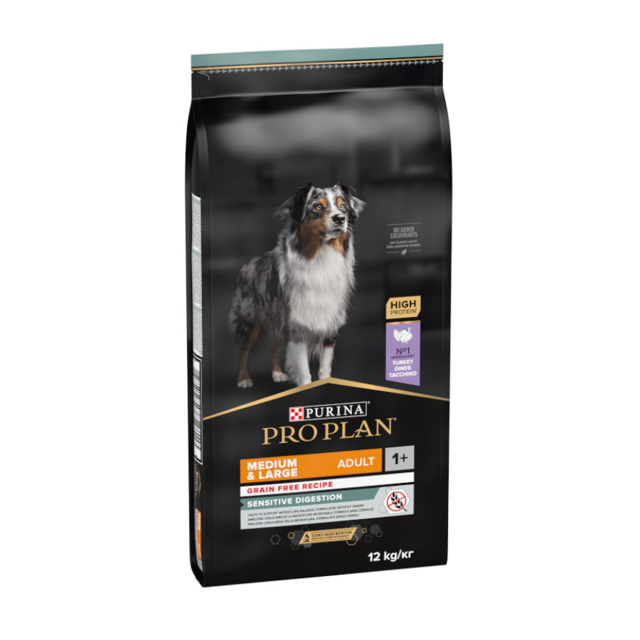 Purina Pro Plan – Pienso para perros adultos medianos y grandes Purina Pro Plan Sensitive Digestion grain free pavo 12 kg.
