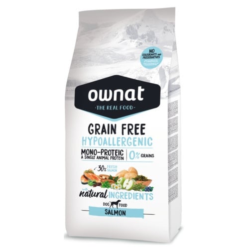 Ownat – Pienso para perros adultos medianos y grandes Ownat Grain Free Hipoallergenic salmón 12 kg.