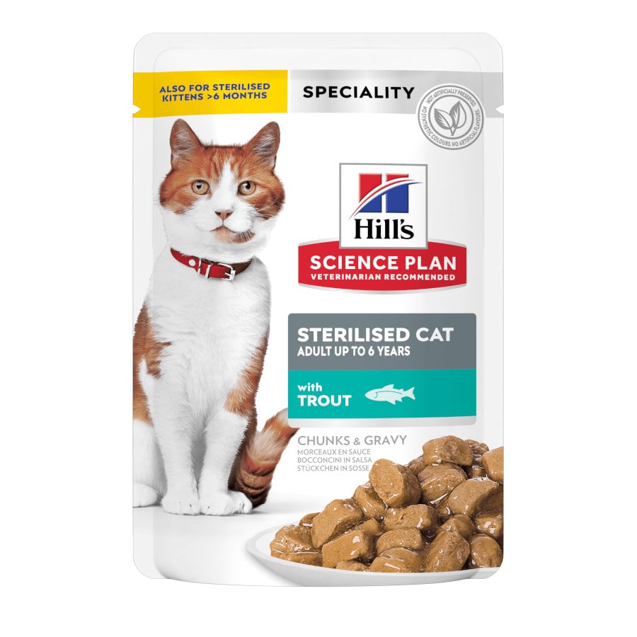 Imagen de Hill's Science Plan Sterilised Young Adult Trucha Sobre en Salsa para gatos