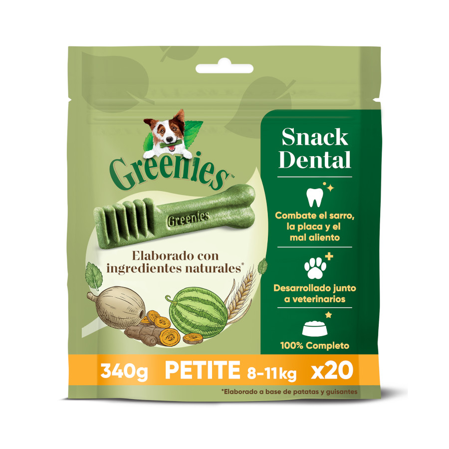 Greenies – Snack dental para perros pequeños Greenies Petite 340 g. Talla 20 sticks