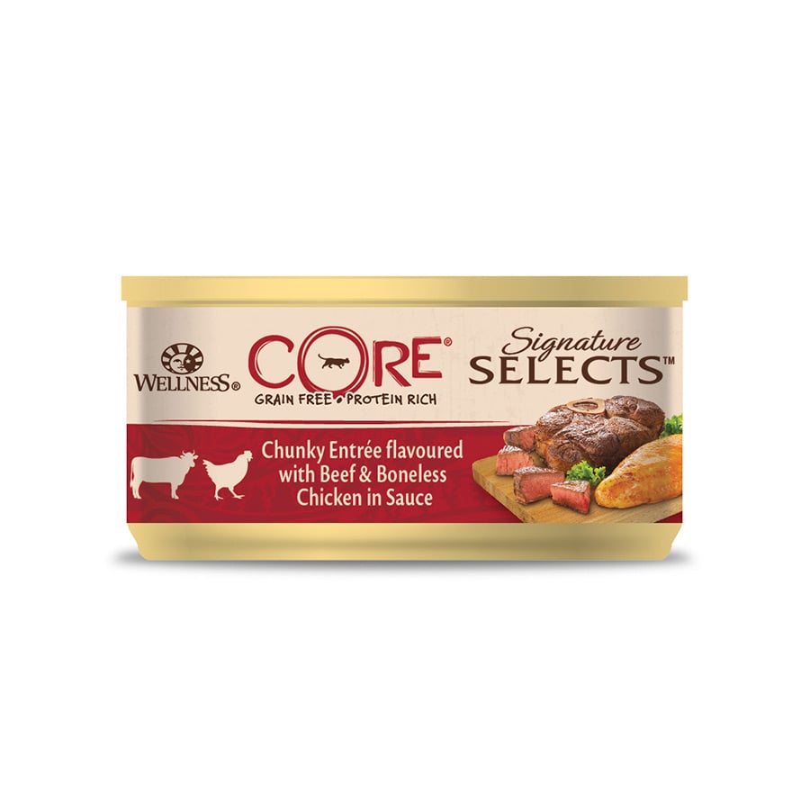  Wellness Core Chunky carne y pollo lata para gatos - Pack 24, , large image number null