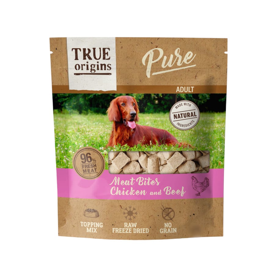 6 bolsitas x 100 g True Origins Bocaditos Pure Adult Freeze Dried Pollo y Ternera para perros ¡Pack Ahorro!