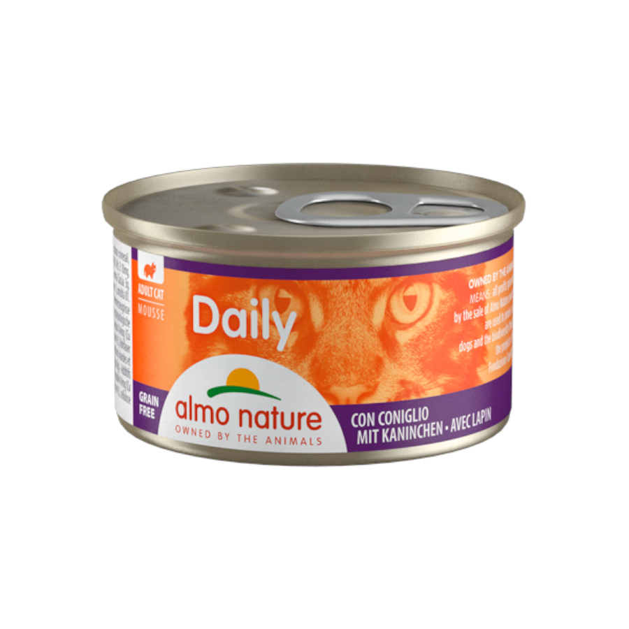 Almo Nature Adult Daily Mousse de Conejo lata para gatos – Pack 24, , large image number null