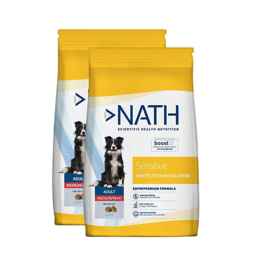 Nath Adult Medium Maxi Sensitive Pescado Blanco y Salmón pienso para perros ¡Pack ahorro!