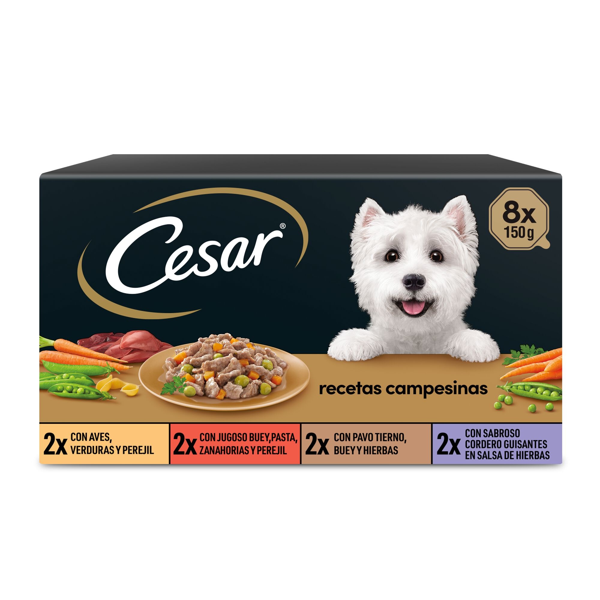 Cesar – Comida húmeda para perros adultos Cesar MultiPack en salsa recetas campesinas. 600 g