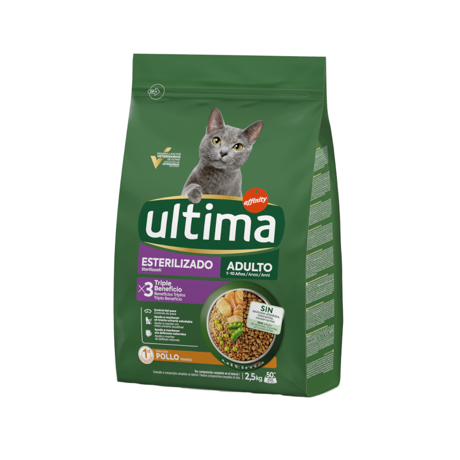 Ultima – Pienso para gatos esterilizados Ultima Adult pollo. 2,5 Kg