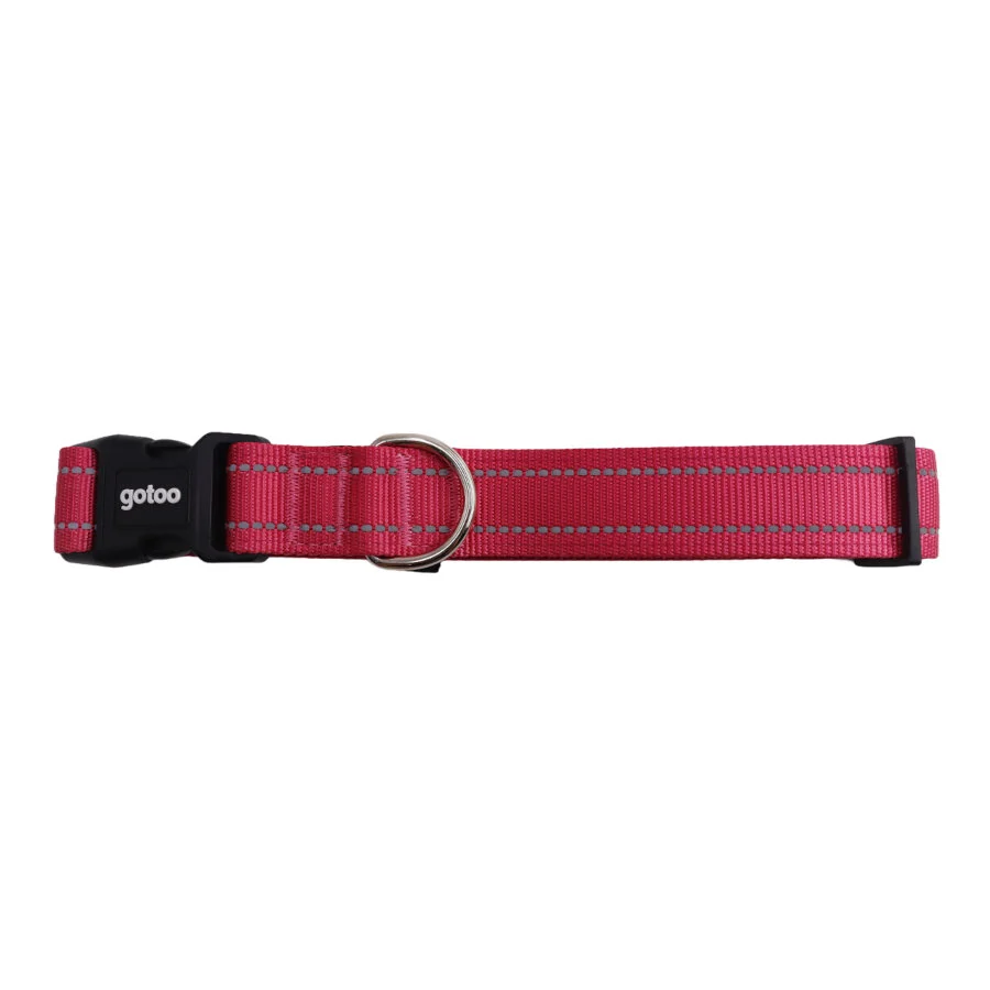 Gotoo Collar de nylon reflectante rosa para perros