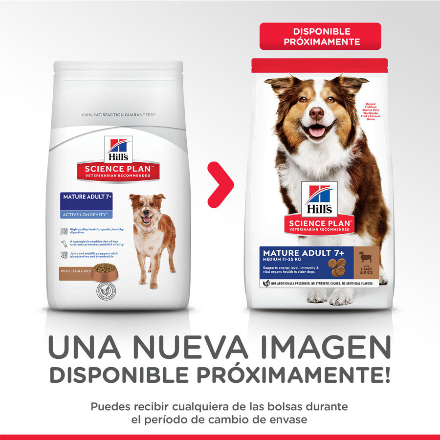 Hill's Medium Mature Adult Science Plan Cordero pienso para perros , , large image number null