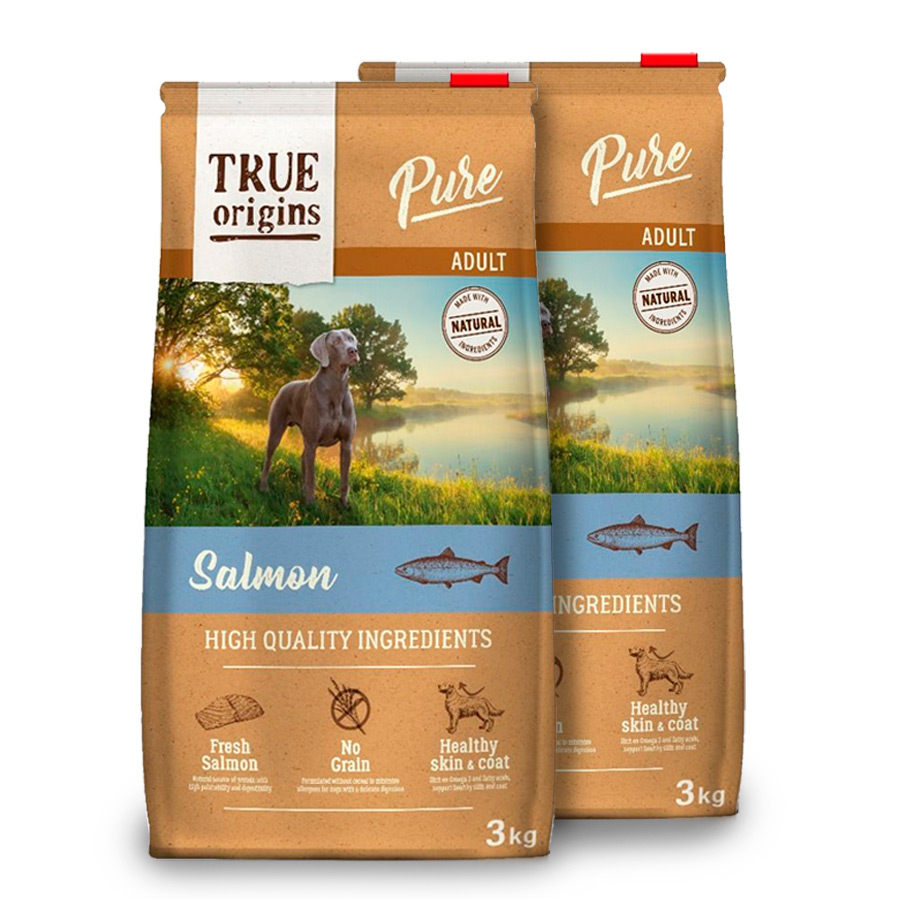True Origins Pure Dog Adult Salmón 2x3 kg Pack Ahorro Pienso seco para perros