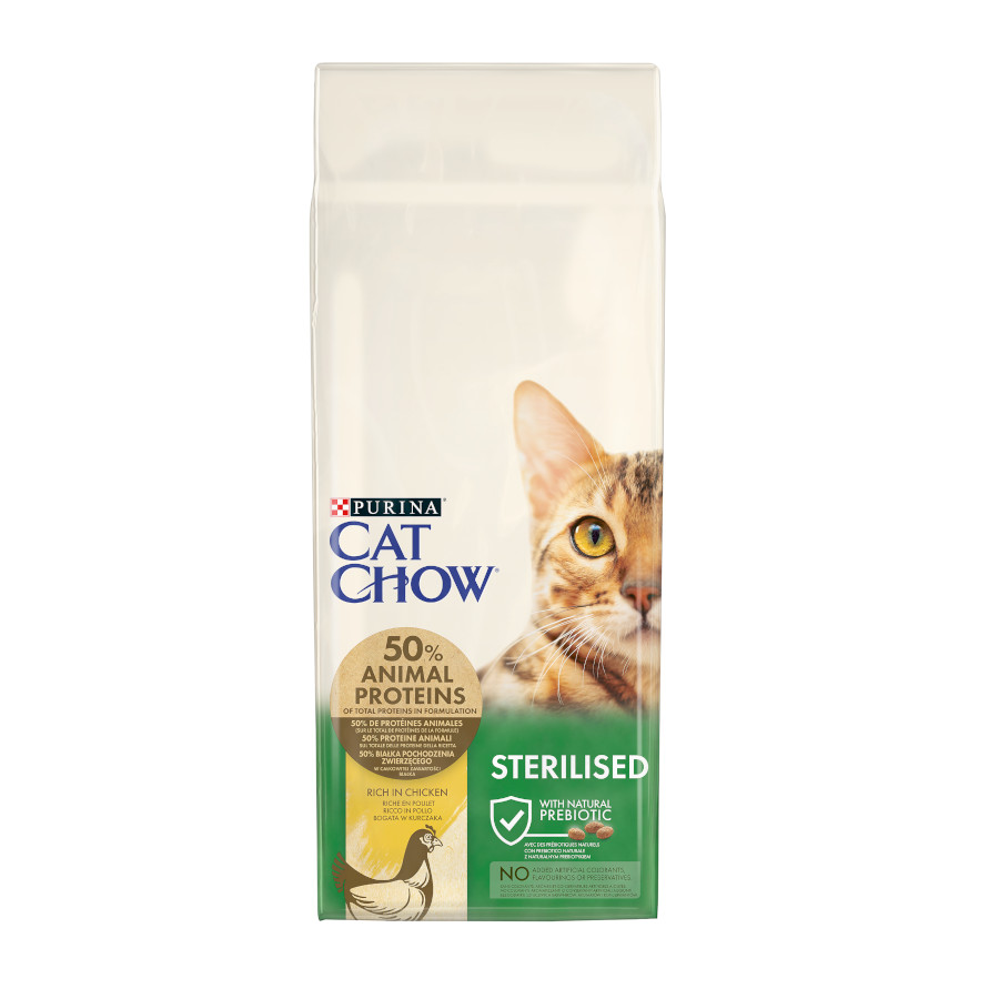 Purina Cat Chow – Pienso para gatos adultos esterilizados Cat Chow pollo.
