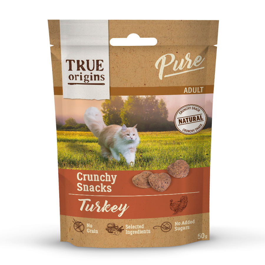 True Origins Pure Bocaditos Adult Crunchy de Pavo para gatos ¡Pack ahorro!