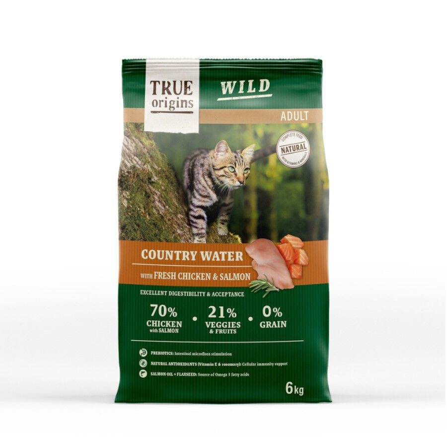 True Origins Wild Adult Country Water Pollo y Salmón pienso para gatos ¡Pack ahorro!