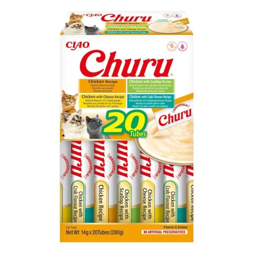 Churu – Snack para gatos adultos Churu variedades pollo 40 x 14 g. 560 g