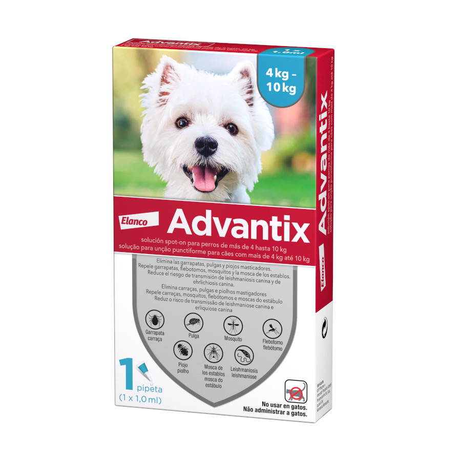 Advantix – Pipeta desparasitante Bayer Advantix para perros de 4 a 10 Kg.