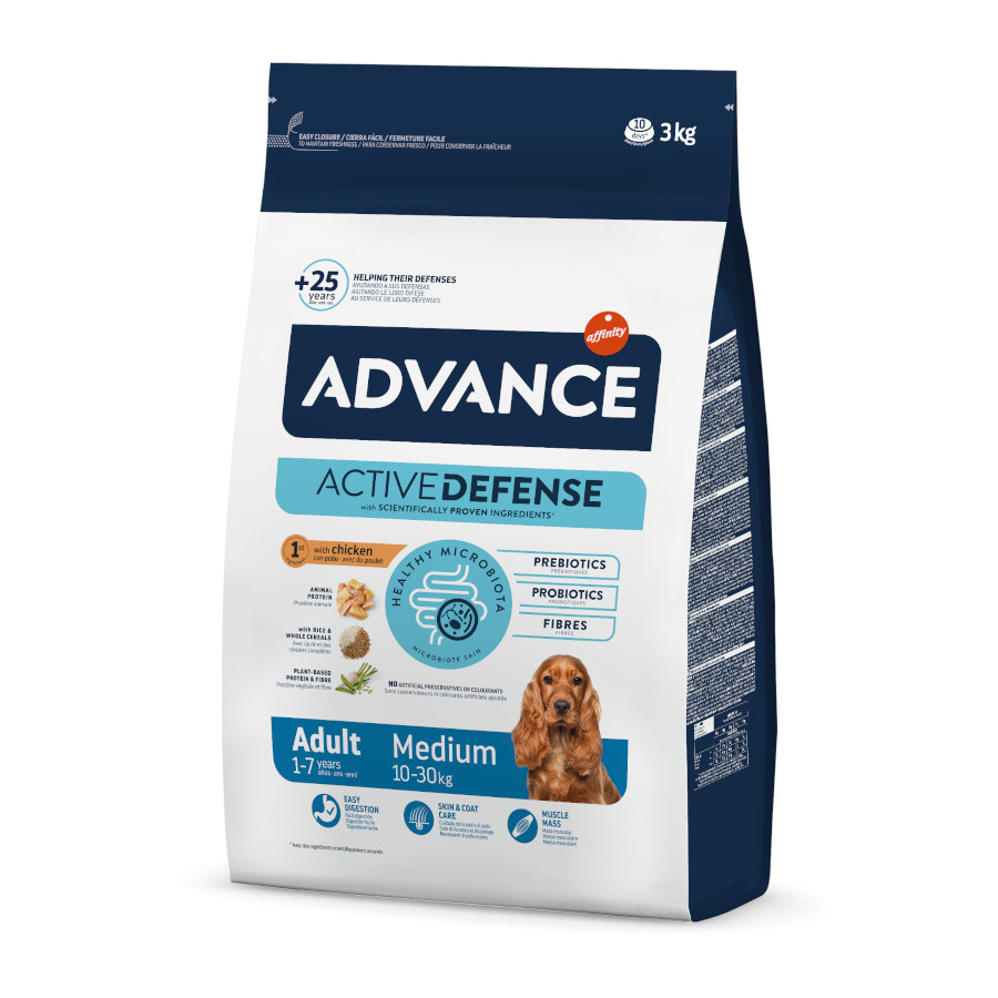 Advance – Pienso para perros adultos Advance Medium pollo y arroz.