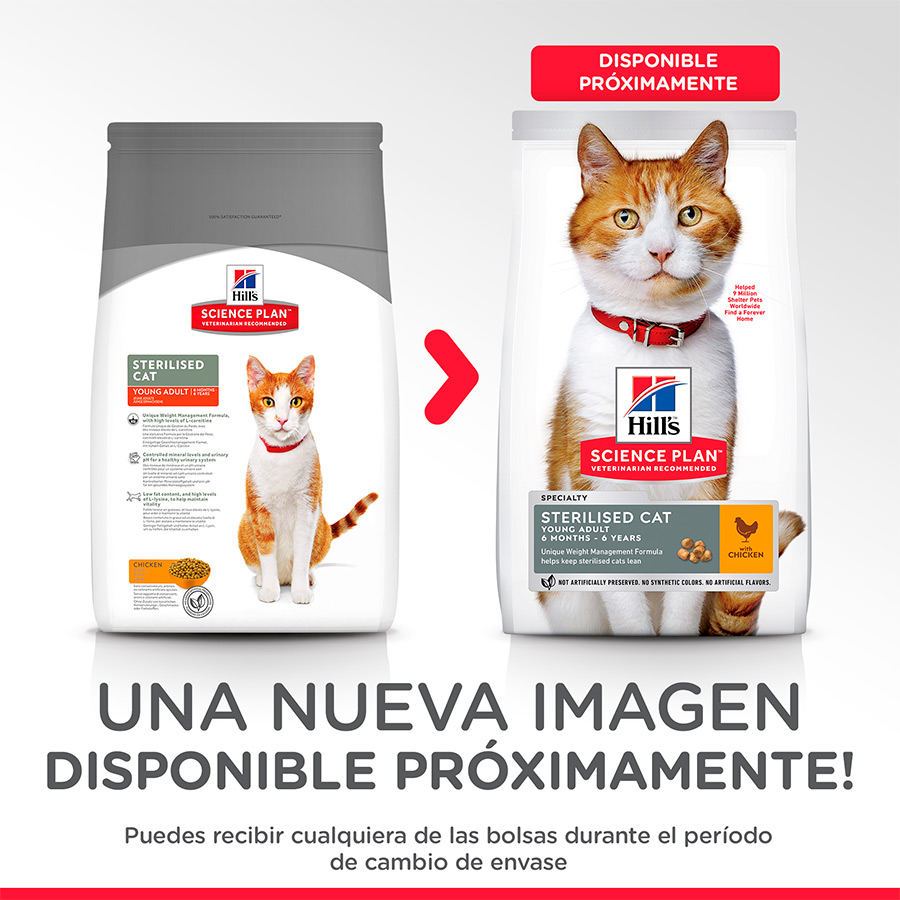 Hill's Young Adult Science Plan Sterilised Pollo pienso para gatos, , large image number null