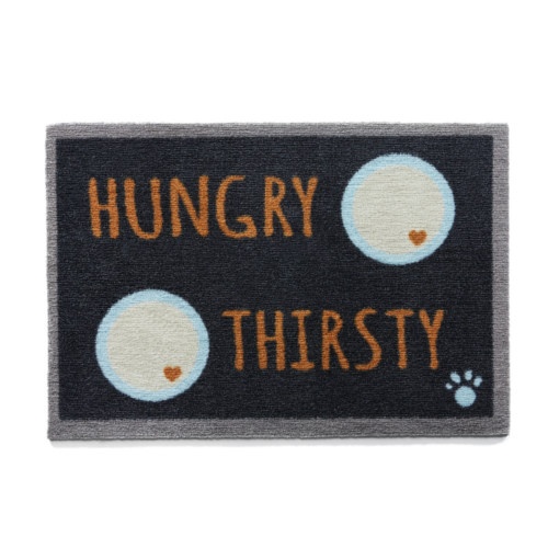 Howler&Scratch Hungry Thirsty Alfombra comida negro image number null
