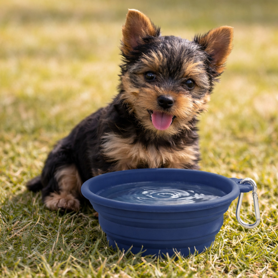 Gotoo Comedero Plegable y Portátil de Silicona Azul para perros y gatos