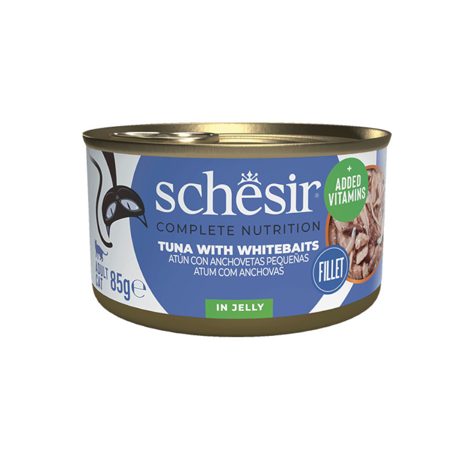 Schesir – Comida húmeda para gatos adultos Schesir atún con anchoetas 85 g.