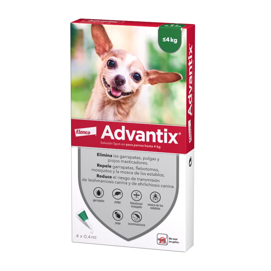 0-4 kg (4 uds.)Advantix Pipetas Antiparasitarias para perros