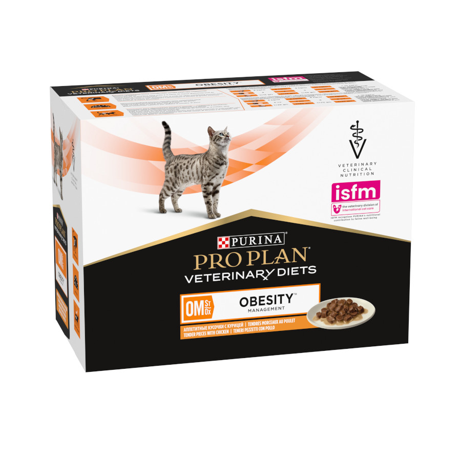 Purina Pro Plan Veterinary Diets – Comida húmeda para gatos adultos Purina Pro Plan Obesity Management Dietas Veterinarias pollo 850 g.