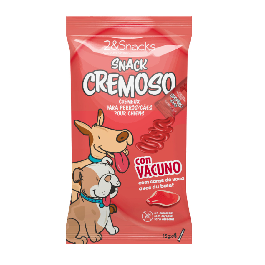 0.06 KG 4 sobres x 15 g 2&Snacks Snacks Cremosos con Salmón para perros