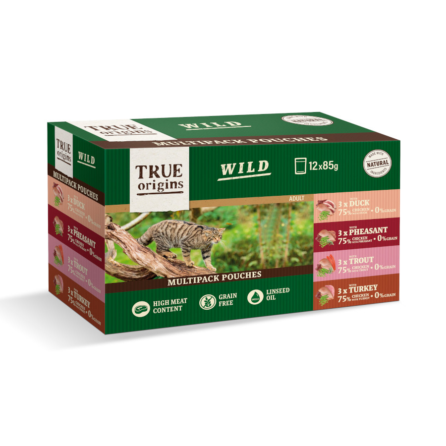 True Origins Wild Pouches Filete en Salsa para gatos ¡Pack ahorro!