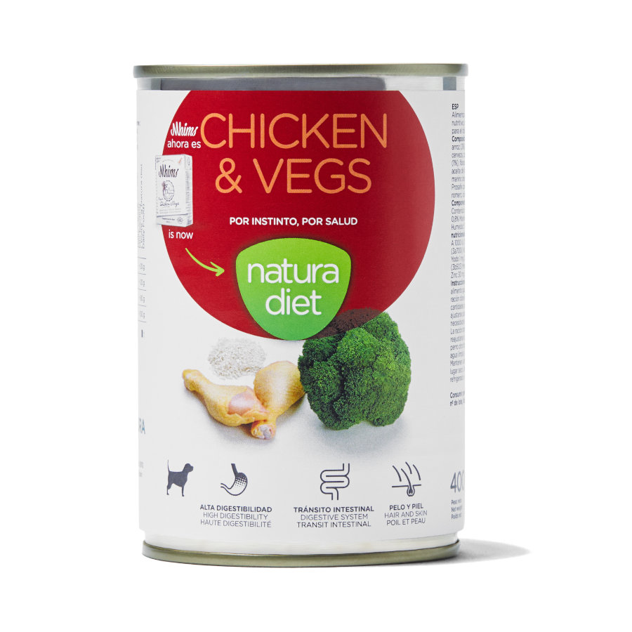Natura Diet – Comida húmeda para perros adultos Natura Diet pollo y verduras 400 g.
