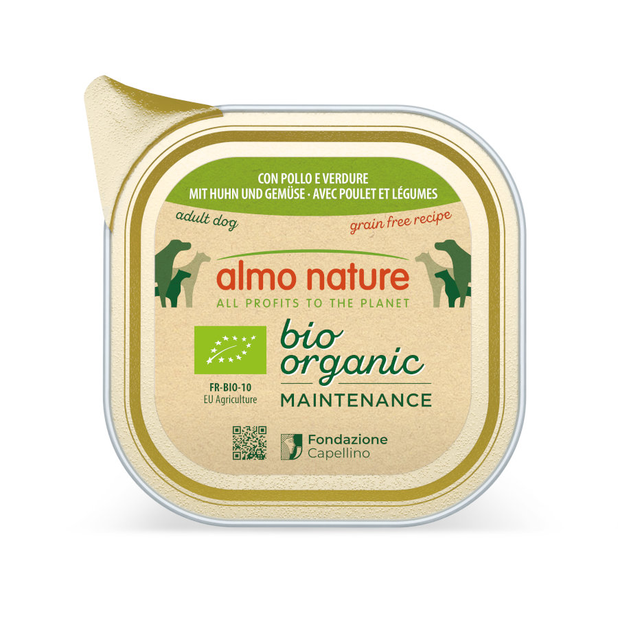 0.1 KG 100 g Almo Nature Bio Organic Maintenance Grain Free Pollo y Verduras tarrina para perros