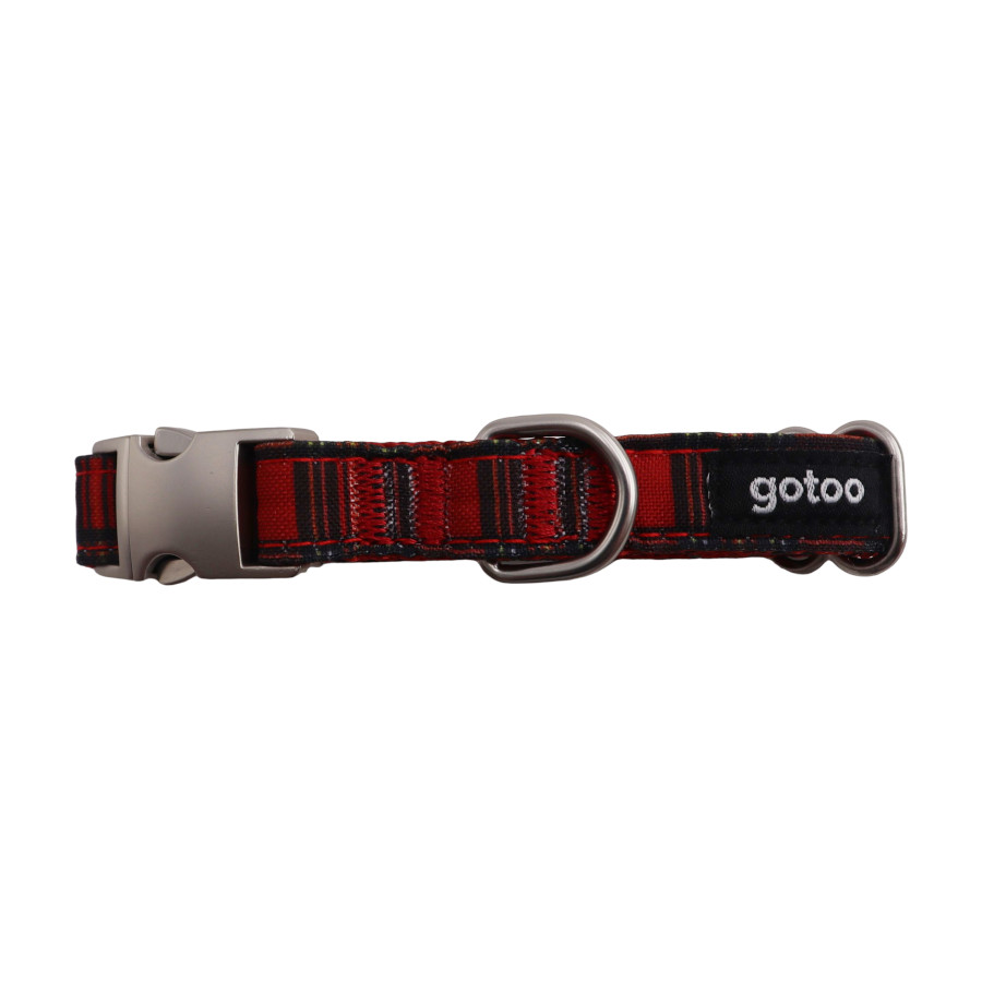 Gotoo Collar estampado tartán rojo para perros