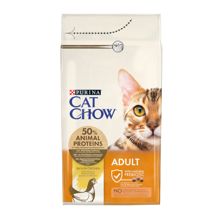 Purina Cat Chow – Pienso para gatos adultos Purina Cat Chow pollo. 1,5 Kg