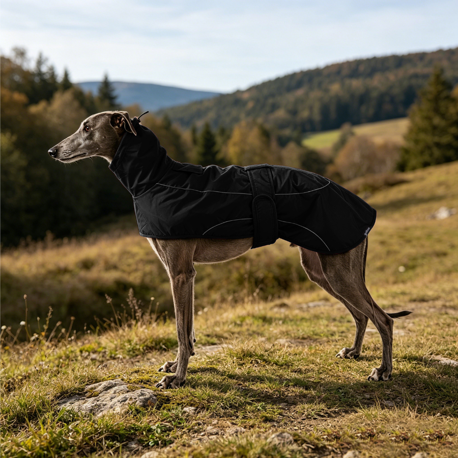 Gotoo Chaqueta Impermeable Negro para galgos