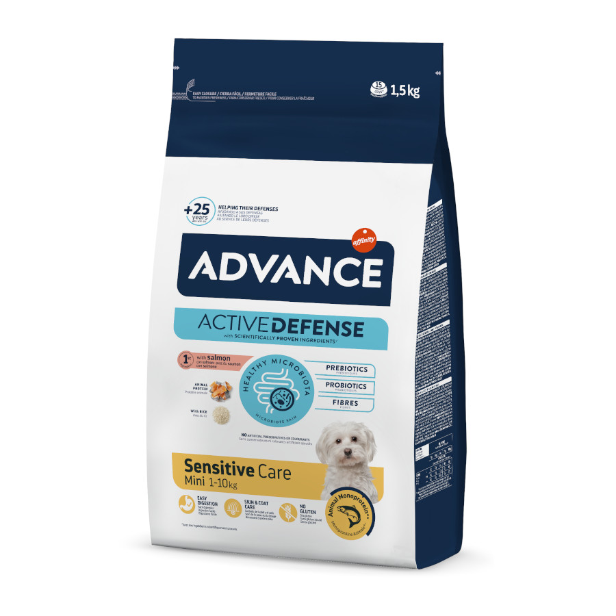 Advance – Pienso para perros adultos Advance Mini Sensitive salmón y arroz.