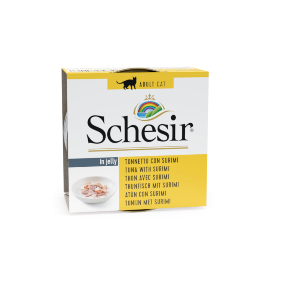 Schesir – Comida húmeda para gatos adultos Schesir atún y surimi 85 g.