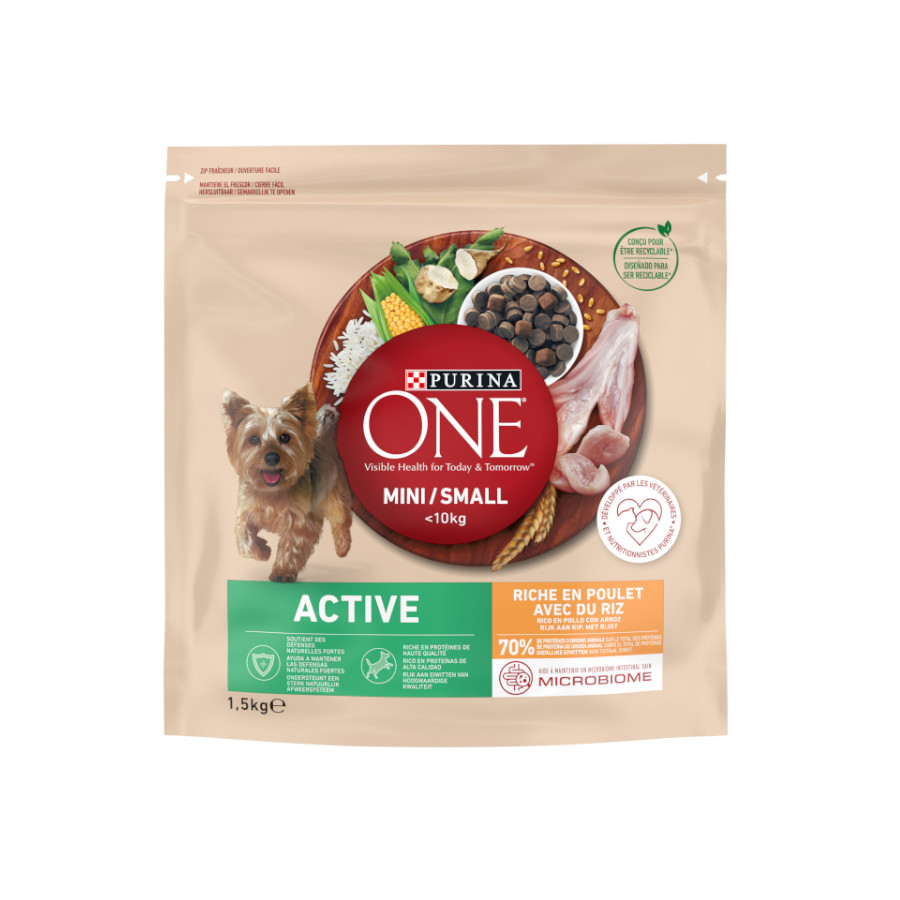 Purina One – Pienso para perros adultos mini Purina One My dog is Active pollo. 1,5 Kg