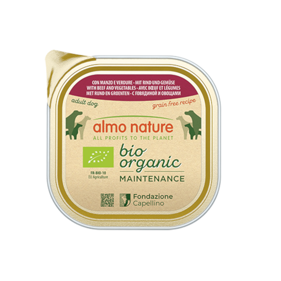 0.3 KG 300 g Almo Nature Bio Organic Maintenance Grain Free Ternera y Verduras tarrina para perros