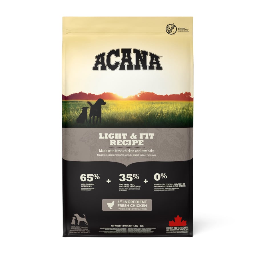 Acana – Pienso para perros adultos Light & fit Grain Free pollo Acana. 11,4 kg