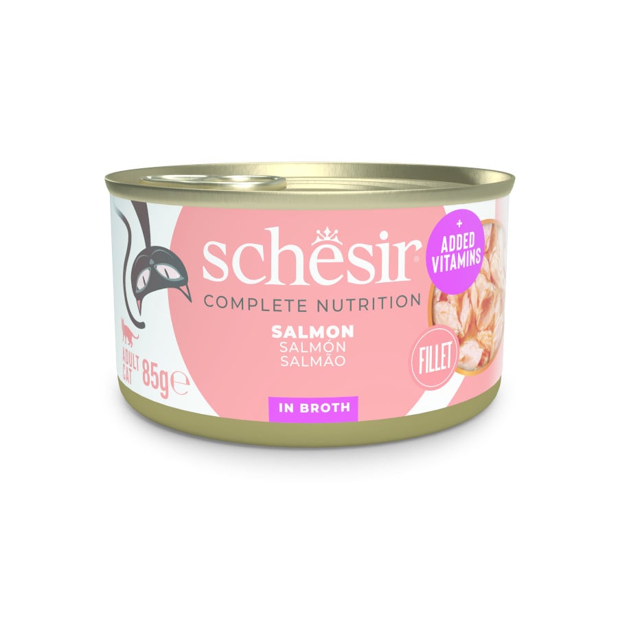 Schesir – Comida húmeda para gatos adultos Schesir salmón al natural 85 g.