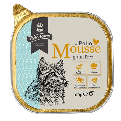 Criadores Mousse Grain Free comida gatos pollo image number null