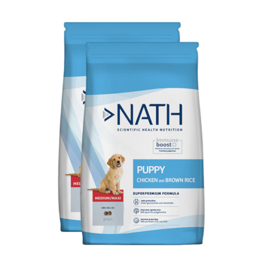 Nath Puppy Medium Maxi Pollo Pienso para Perros ¡Pack ahorro!