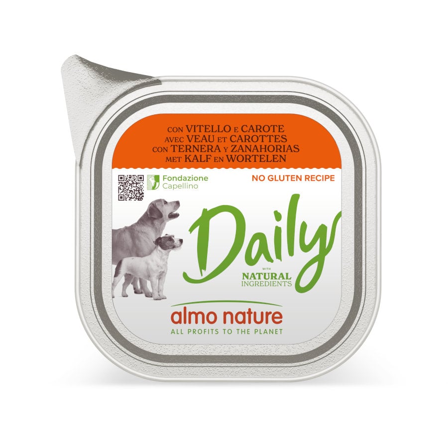 0.1 KG 100 g Almo Nature Daily Grain Free Ternera y Zanahorias tarrina para perros