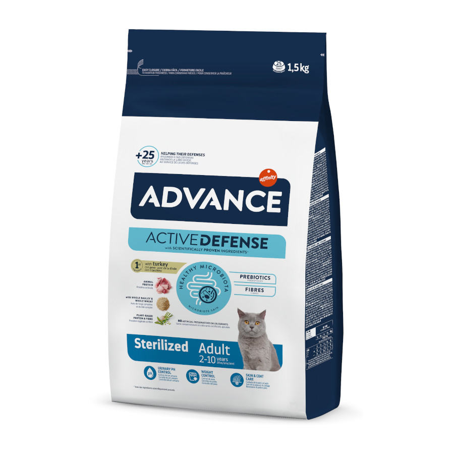 Advance – Pienso para gatos adultos esterilizados Advance Sterilized pavo y cebada.