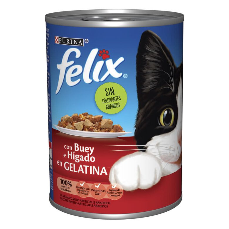 Felix – Comida húmeda para gatos adultos Felix buey e hígado en gelatina 400 g.