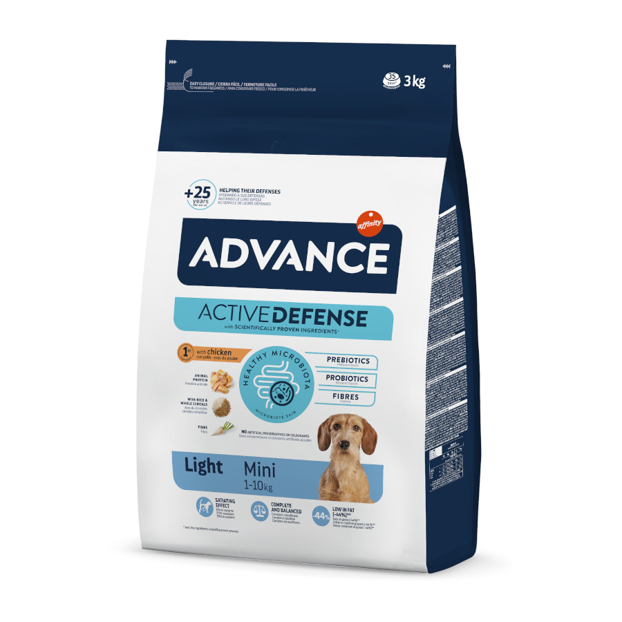 Advance – Pienso para perros adultos mini Advance Light pollo y arroz.
