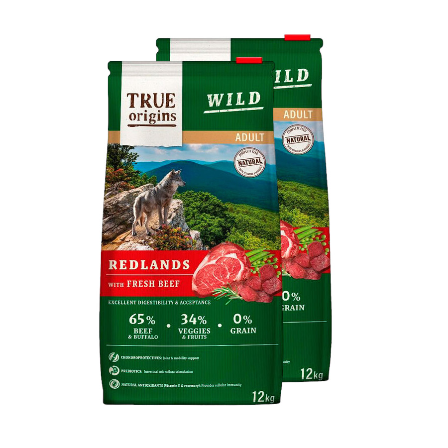 True Origins Wild Adult Redlands Ternera pienso para perros ¡Pack ahorro!